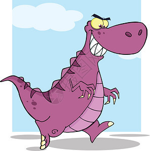 愤怒的恐龙卡通矢量插画图片