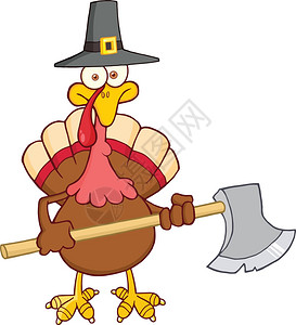 土耳其配有朝圣礼帽和axe的漫画字符图片素材