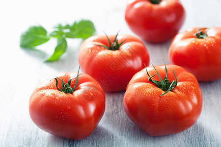 新鲜大西红柿和叶图片