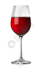 白色背景上隔绝的红葡萄酒杯图片