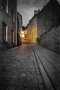 旧欧洲街夜的风格照片图片