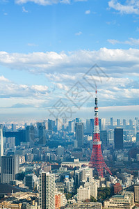 东京塔日本有天线城市风景背景图片