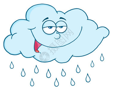 卡通蓝色下雨的云朵图片