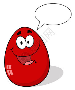 红复活节快乐鸡蛋马斯科特卡通字符有言语泡图片