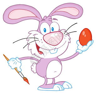 粉红兔绘制复活节鸡蛋图片
