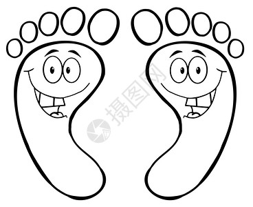 抖腿概括的快乐足迹打印卡通字符插画