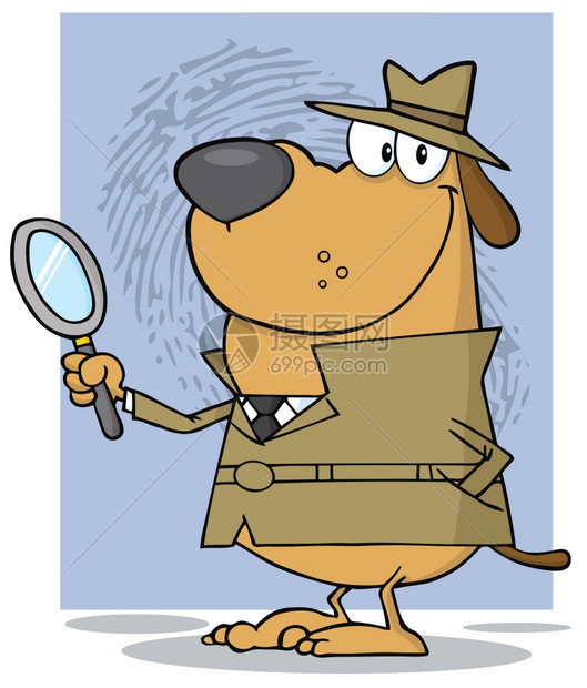 卡通侦探狗图片