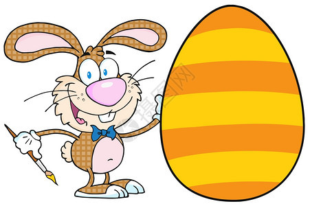 快乐的兔子绘制复活节鸡蛋图片