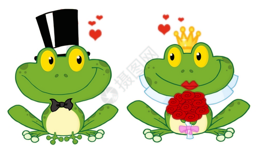 新娘和GroomFrogs卡通字符图片