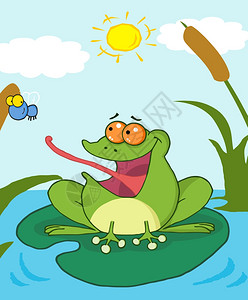 青蛙抓虫子图片素材