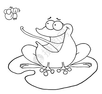 青蛙抓虫子线稿图片素材