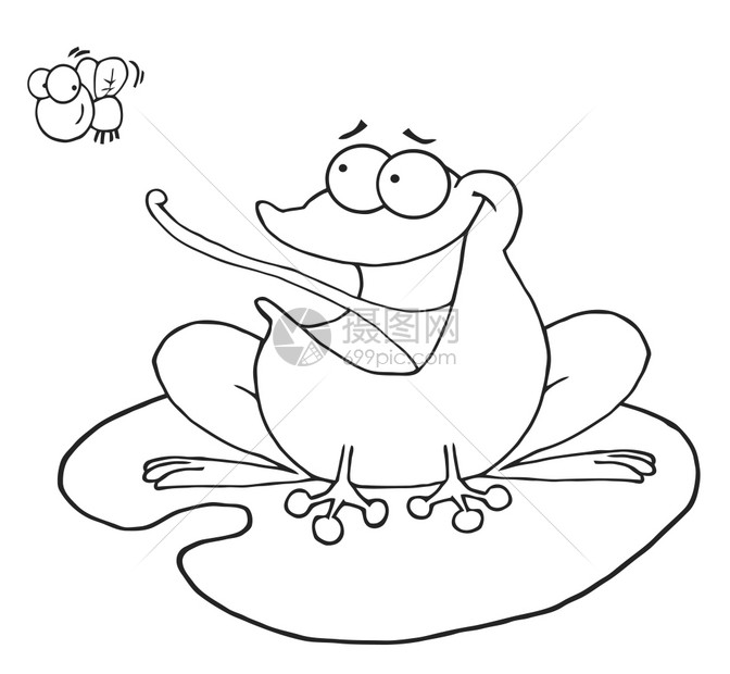 青蛙抓虫子线稿插画图片下载-正版图片303957005-摄图网