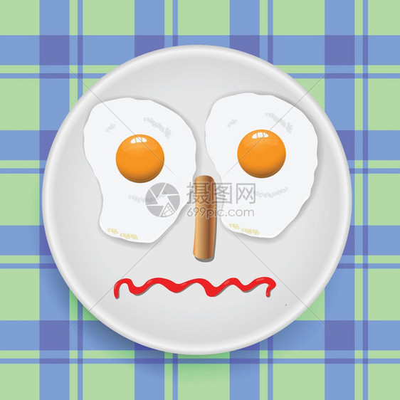 儿童早餐的彩色插图用于设计图片