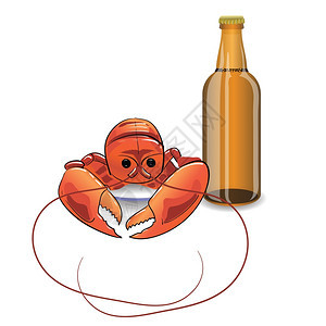 用啤酒和龙虾的卷尾展示你设计图片
