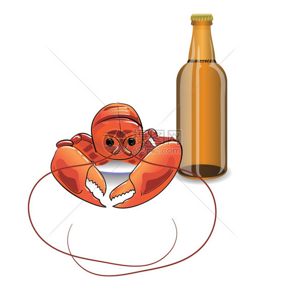 用啤酒和龙虾的卷尾展示你设计图片