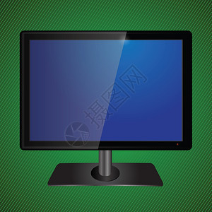 设计时在绿色背景的蓝电视屏幕上用蓝色显示彩多的插图图片