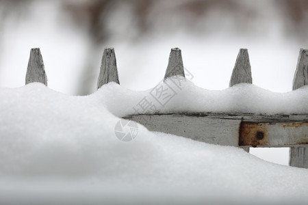 冬季带雪的木墙图片