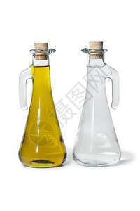 白色背景的油和醋瓶图片