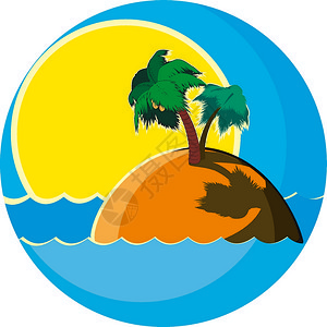 海中有两棵棕榈树的热带岛屿 图片