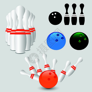 配有保龄球针的彩色插图用于设计图片