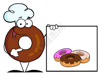 与甜圈一同展示空标的甜圈主厨卡通字符图片