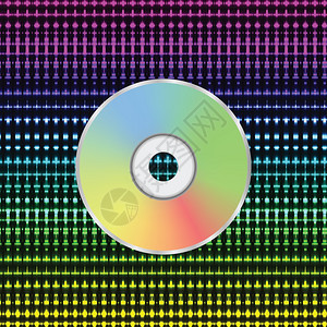 设计时在白色背景的CD盘上以片显示色彩多的插图图片