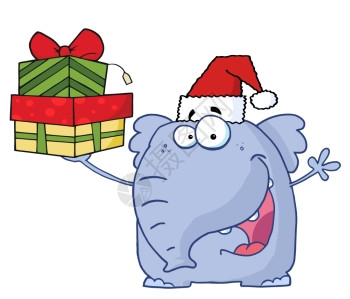大象举起圣诞礼物背景图片