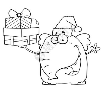 圣诞快乐大象拿着礼物图片