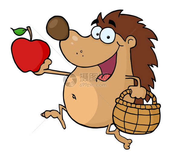 与苹果一起奔跑的快乐猪图片