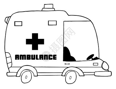 概述的卡通救护车示意图图片