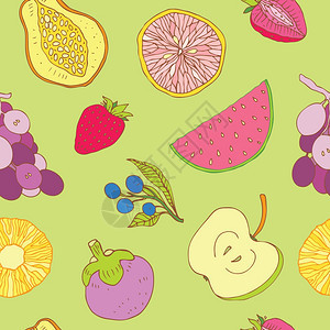 卡通美味水果元素矢量背景插图图片
