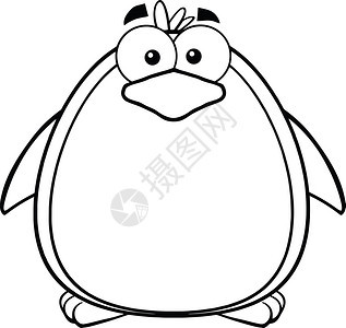 黑白可爱企鹅卡通马斯科特字符图片