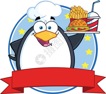 企鹅大厨与法式薯条图片