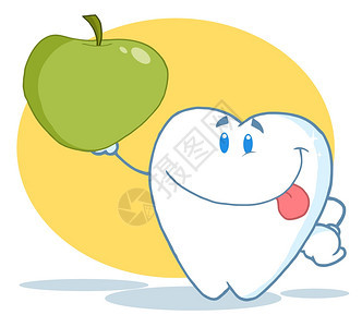 持有绿色苹果的牙科功能背景图片