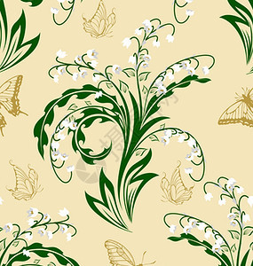 米色复古无缝矢量花卉图案设计背景图片