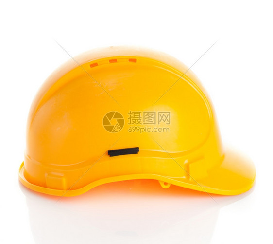 白色背景的黄安全头盔图片