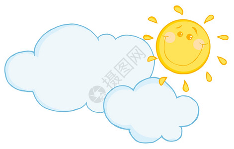 云幕卡通字符后面的微笑太阳图片