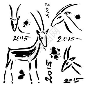 山羊2015年新符号集中文Zodiac手工绘制说明背景图片