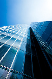 蓝色科技光纤背景现代摩天大楼玻璃轮廓背景