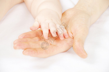 将婴儿的手孤立在白色上图片