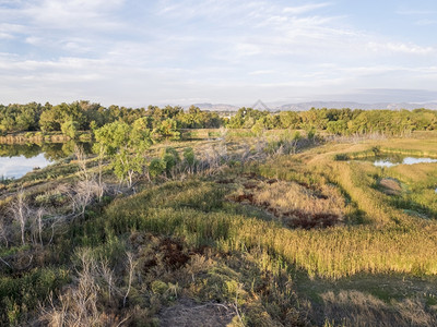 科罗拉多州林斯堡的一个自然区棉花洞是沿Poudre河从碎石采场转换而来的自然区之一图片