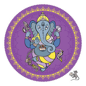印度教神迦内沙矢量手画的插图图片