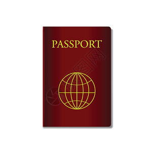白色背景上红护照的彩插图图片