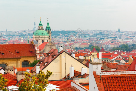 捷克布拉格老城小区空中观测图片