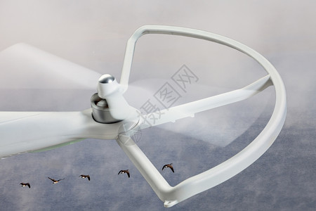 白色背景下的无人驾驶飞机的旋转螺推进器图片