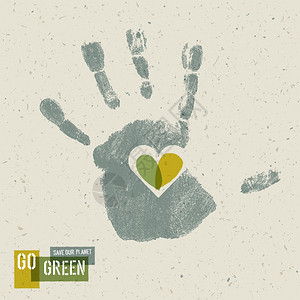 Go绿色概念海报手印符号图片