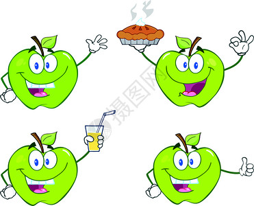 5艺术apples苹果卡通粘胶薄饼字符设置收藏5插画