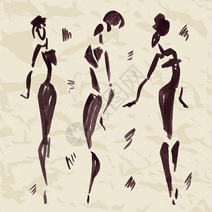 非洲舞蹈家的数字手画矢量说明图片