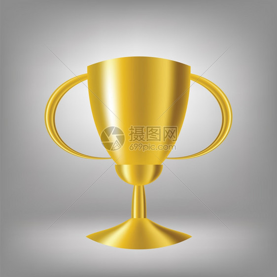 灰色背景的金色奖杯图片