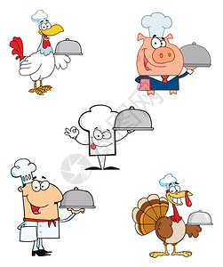 不同的刻画大厨Mascot字符集图片